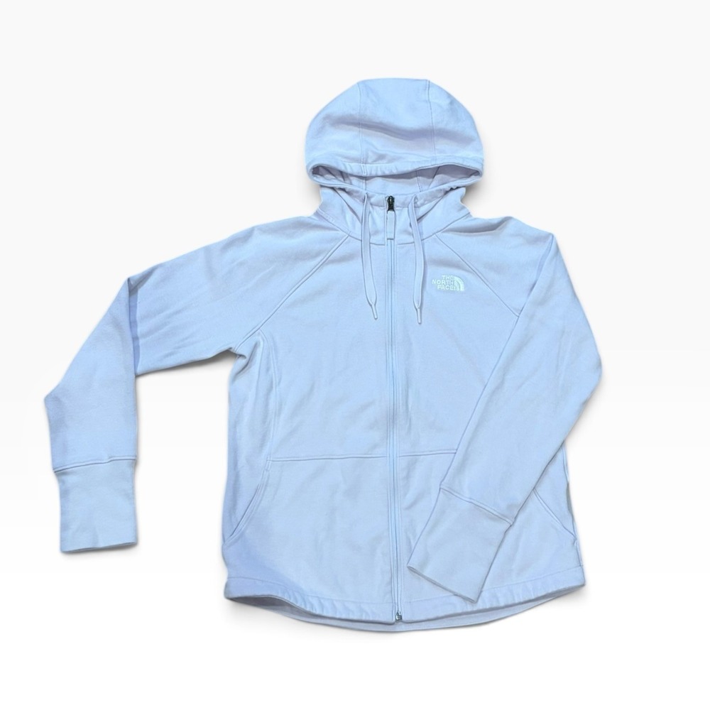The North Face Womens Full Zip Hoodie Lavender Purple Thumbhole Fleece Large